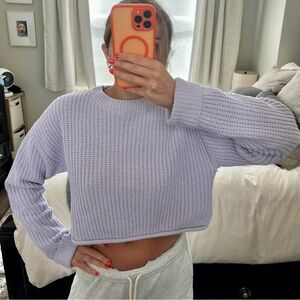 ASOS Bershka Chunky Knit Chenille Boxy Sweater in Lilac in Small